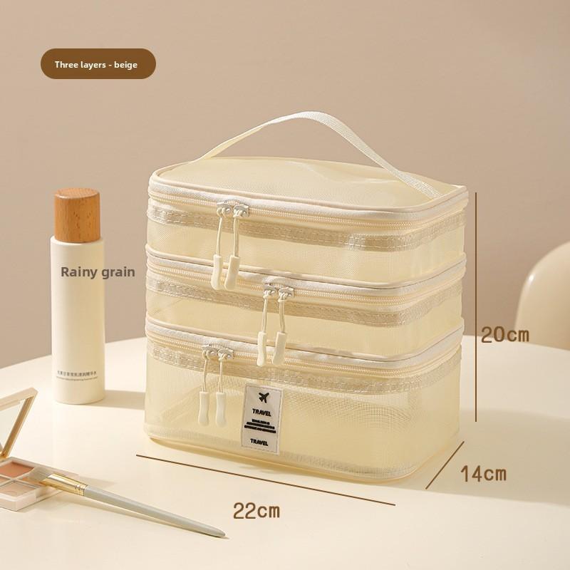 Multifunctional Nylon Travel Makeup Bag With Large Capacity And Mesh Clear Visibility For Home And Trips
