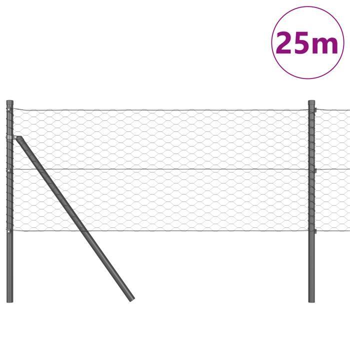 Clôture Hexagonale vidaXL Grise 0,6x25 m Acier 3352807