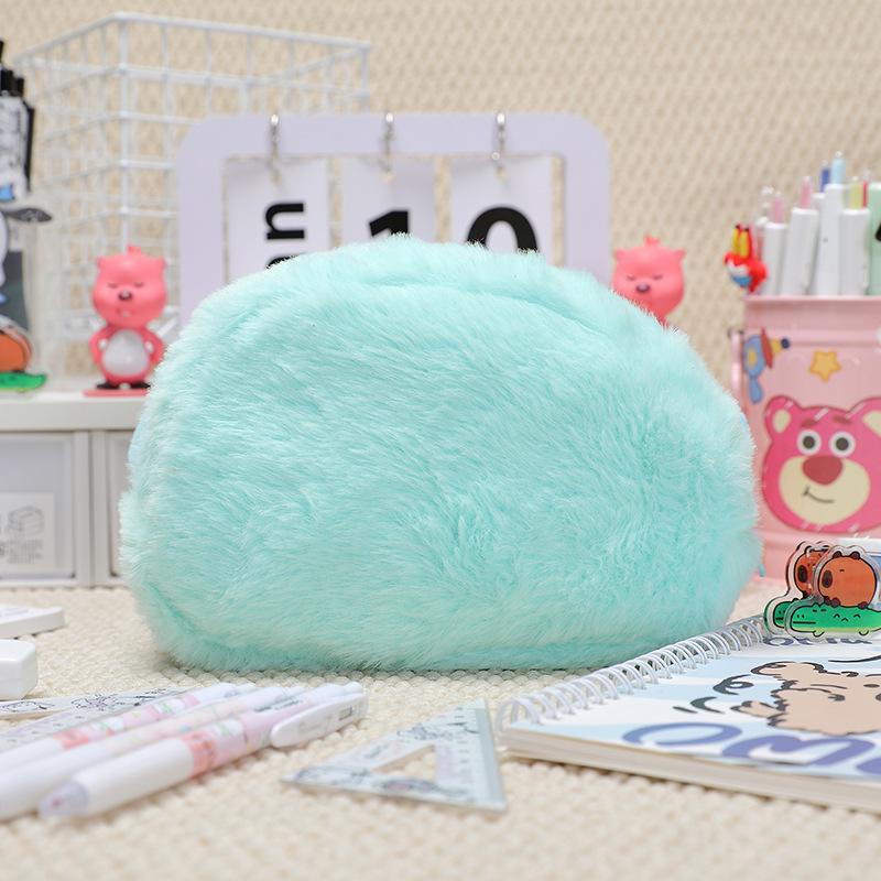 Cartoon Plush Pencil Bag For Student Kawaii Storage Bag For Pen Cosmetic Brush Marker Pen Large Capacity Pen Case School Supply