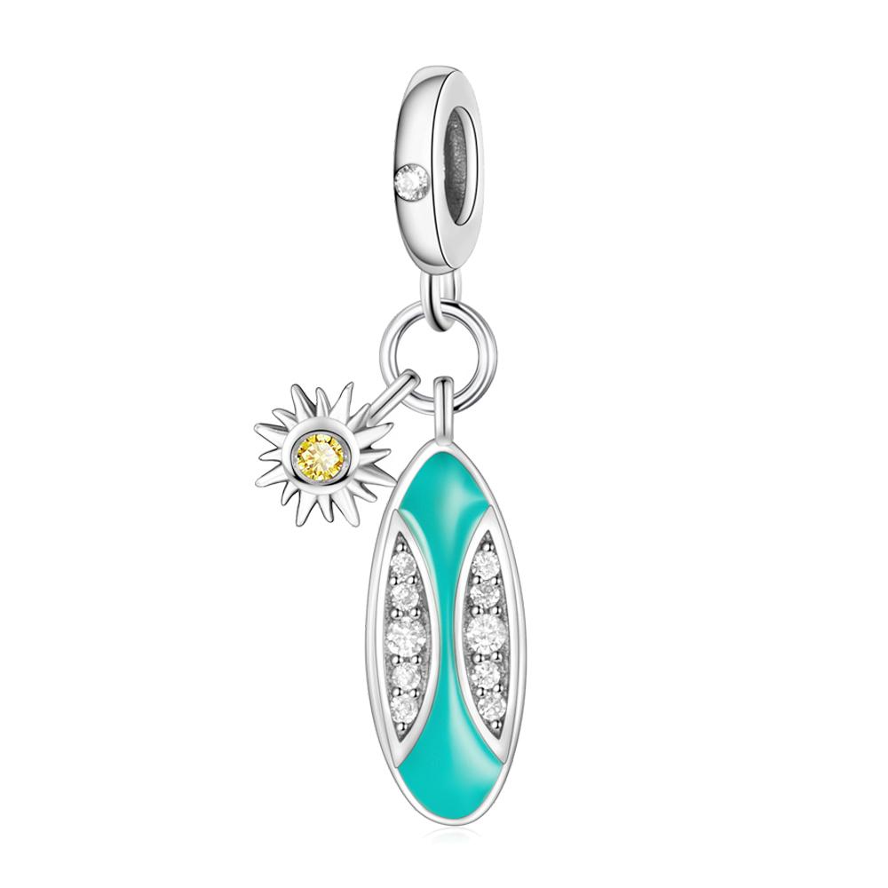 925 Silver Gold Shell Beads Jellyfish Seahorse Dangle Charm Snake Bracelet Necklace Beach Party Gift