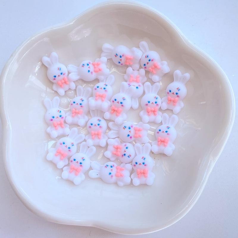 30Pcs New Cute Mini 8*14mm Cartoon Rabbit Series Flat Back Resin Scrapbooking DIY Jewelry Craft Decoration Accessories