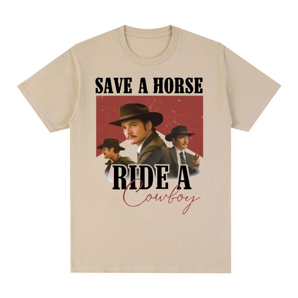 

Pedro Pascal T-shirts Men s Women Funny Save A Horse Ride A Cowboy Vintage T Shirt Summer Cotton Unisex Tee Shirt Oversized Tops 5XL різнокольоровий