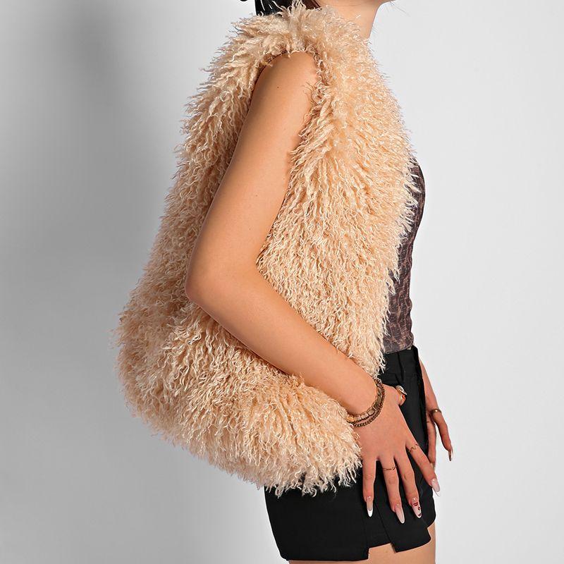 Yogodlns Luxury Fluffy Tote Women Shoulder Bag Lamb Wool Faux Fur Hobo Bags for Winter Large Capacity Shopper Plush Designer Handbags