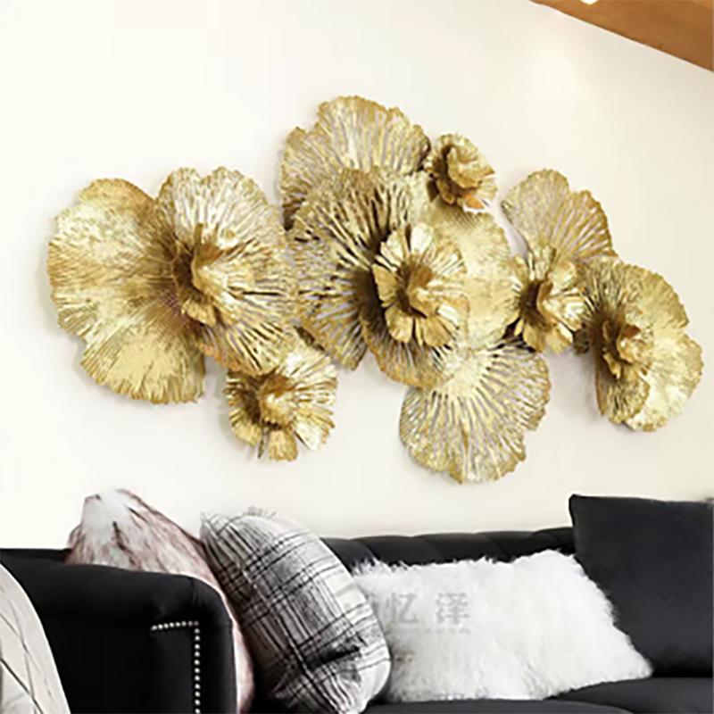 Chinese Wrought Iron Flower Wall Mural Accessories Home Living Room Metal Wall Sticker Decor Office Hotel Wall Decoration Items