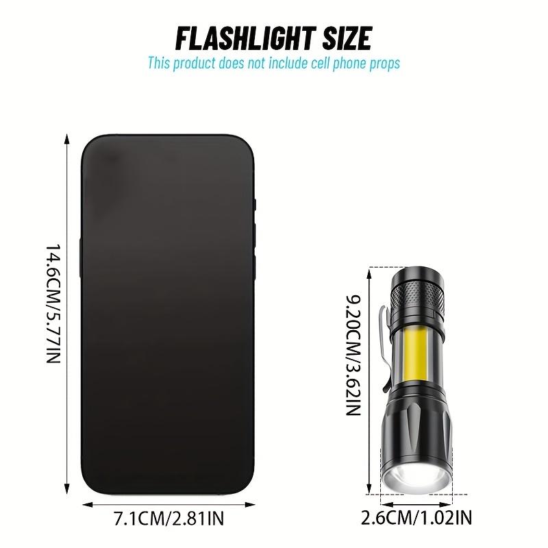 Mini Portable LED Telescopic Flashlight with USB Charging and COB Side Light, Suitable for Use in Dormitories, Schools, and Hiking Trips