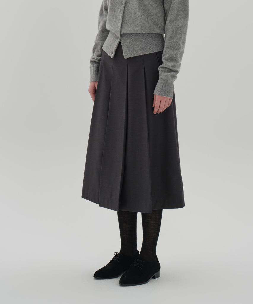 Jun By Jun K A-Line Pleated Skirt_Dark Gray