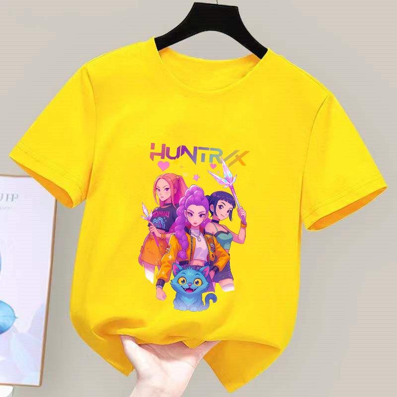 K-POP Demon Hunter Girl Group Unisex Cotton T-Shirt - Kids' Summer Short Sleeve Round Neck Top