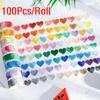 100pcs/Roll Cute Love Heart Washi Tape Decorative Adhesive Tape DIY Scrapbooking Stickers Kawaii Label Masking Tapes
