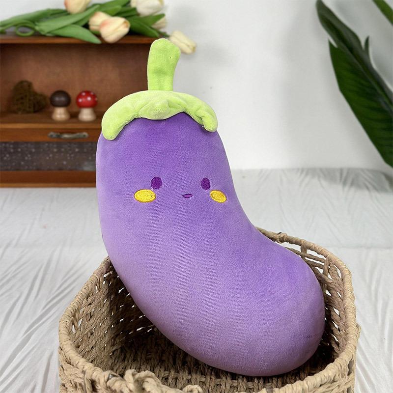 Plyšová panenka s mrkví, roztomilý ovocný polštář, roztomilý lilek, fialová panenka, 8 palcová drápová panenka