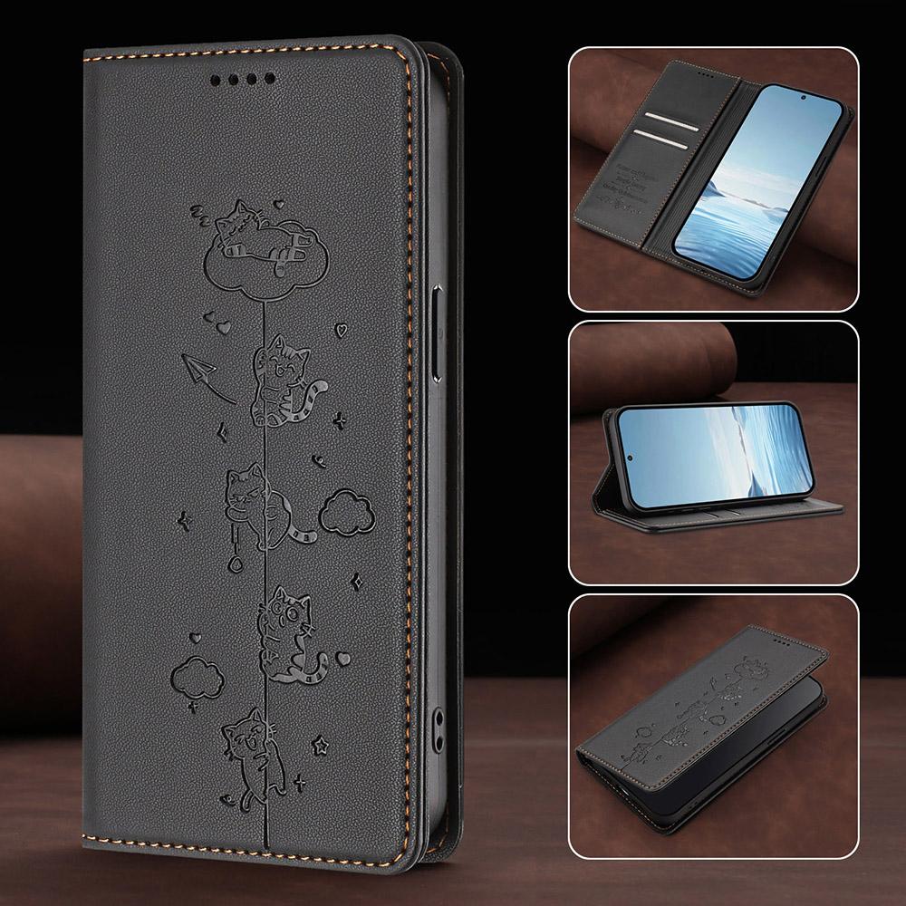 Cat Leather Wallet Case For Oukitel C5 C3 C2 C1 C69 C68 C65 C62 C61 C59 C58 C57 Pro C53 C51 C50 C38 RFID Protective Phone Cover