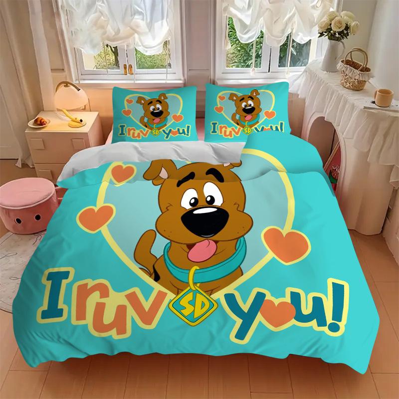Scoobydoo Heart Love Print 3Pcs Bedding Setduvet Cover With 2 Bedropillowcase Home Birthday Gift