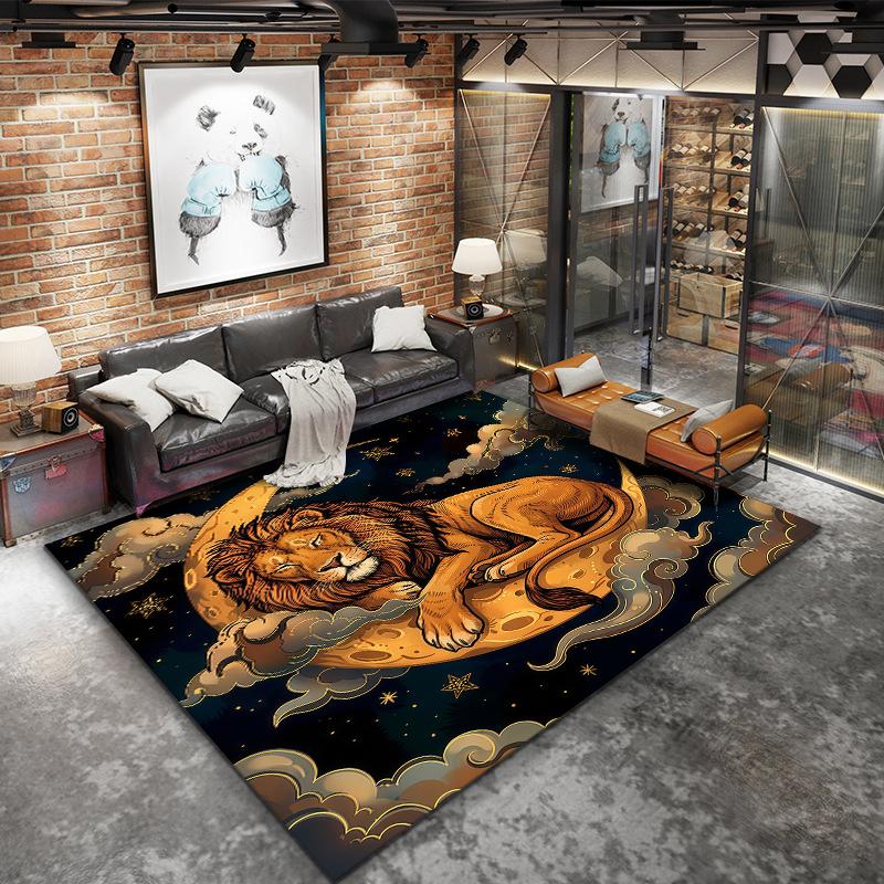 Moon animal cloud Pattern Square Carpet,Area Rug,Carpet Rug for Living Room Bedroom Sofa Playroom Decor,Non-slip Floor Mat,Holiday Birthday Gifts