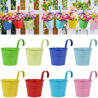 Non Detachable Hook Simulation Flower Pot Iron Sheet Small Bucket With Meat Iron Pot Hook Bucket Iron Sheet