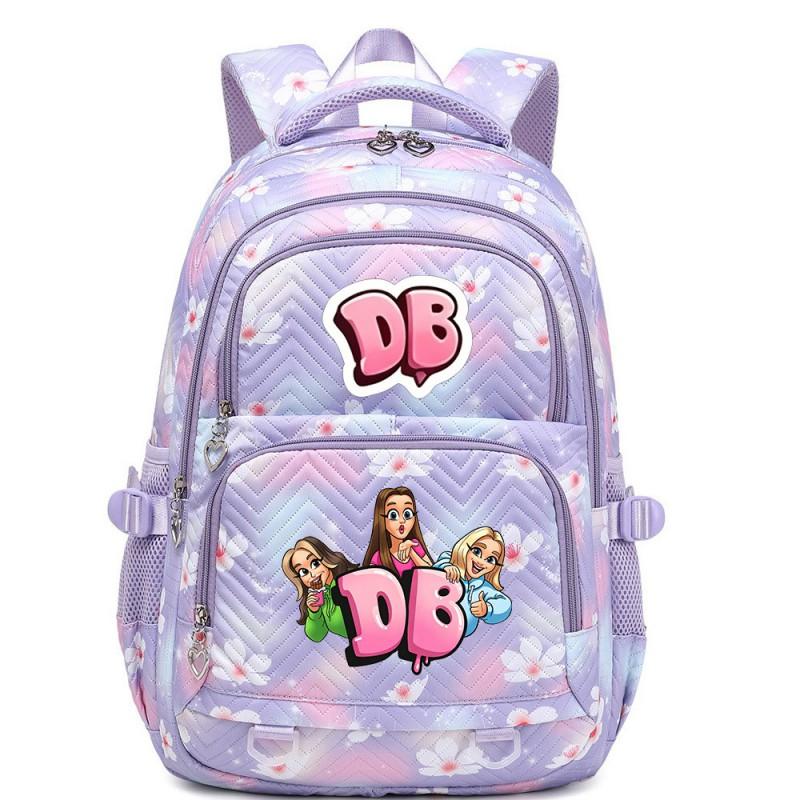 Cute Cartoon Character Print Backpack Girls School Use Large Capacity Nylon Student Bag With Padded Curved Straps