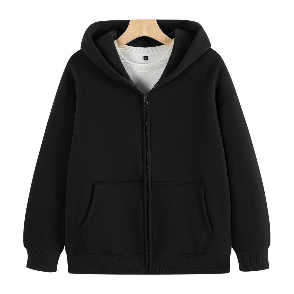 Unisex Heavyweight 720g Cotton Zip-Up Hoodie - Solid Color, Loose Fit, Super Thick, Cardigan Style