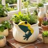 Versatile Gardening Gift for Women 3D Frog Planter, Cute Animal Plant Pot with Leaf Vein Weather Resistant Planter Outdoor Garden Textures, Decorative