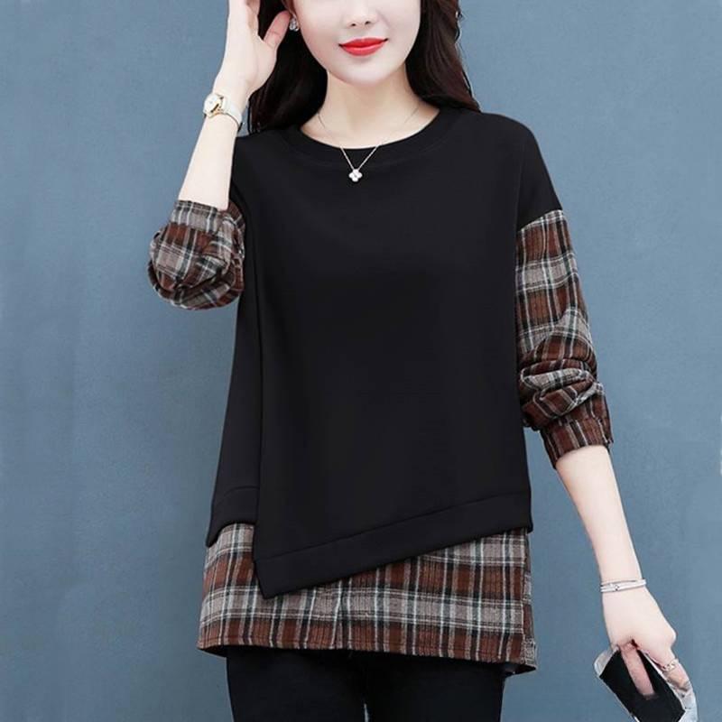 Stitching Long-sleeved T-shirt Women's Spring and Autumn Long-sleeved Top
