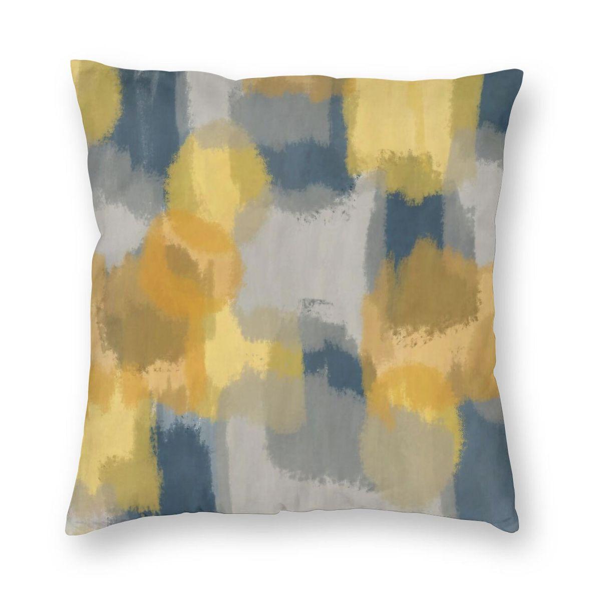 Paint Yellow Grey Navy Blue Square Pillowcase Polyester Linen Velvet Creative Zip Decorative Sofa Cushion Cover Wholesale x 30x30cm