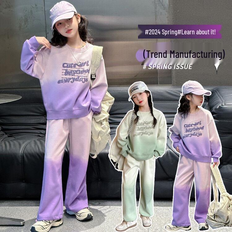 2025 New Autumn Street Style Sports Sweater Suit for Big Girls