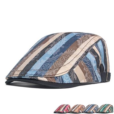 Striped Print Beret Women Cap Men Forward Cap Outdoor Sun Hat Newsboy Caps for Men Artist Hat