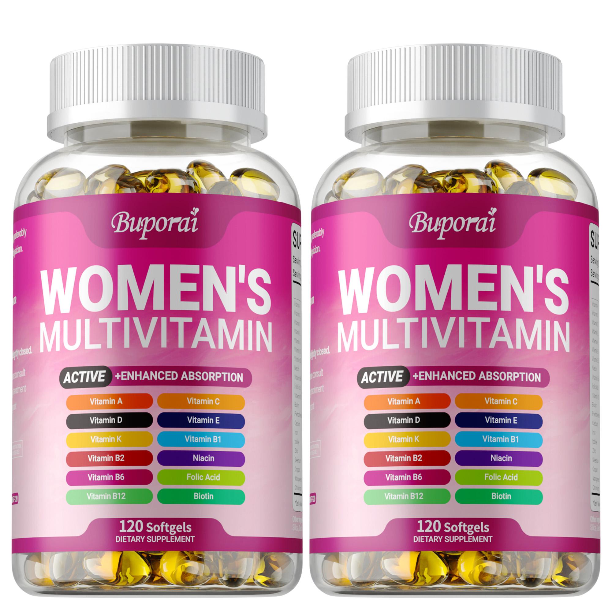 Cápsulas multivitamínicas para mujer, vitaminas A, C y D, nutrición multivitamínica, protección inmunológica, apto para adultos. 120*2