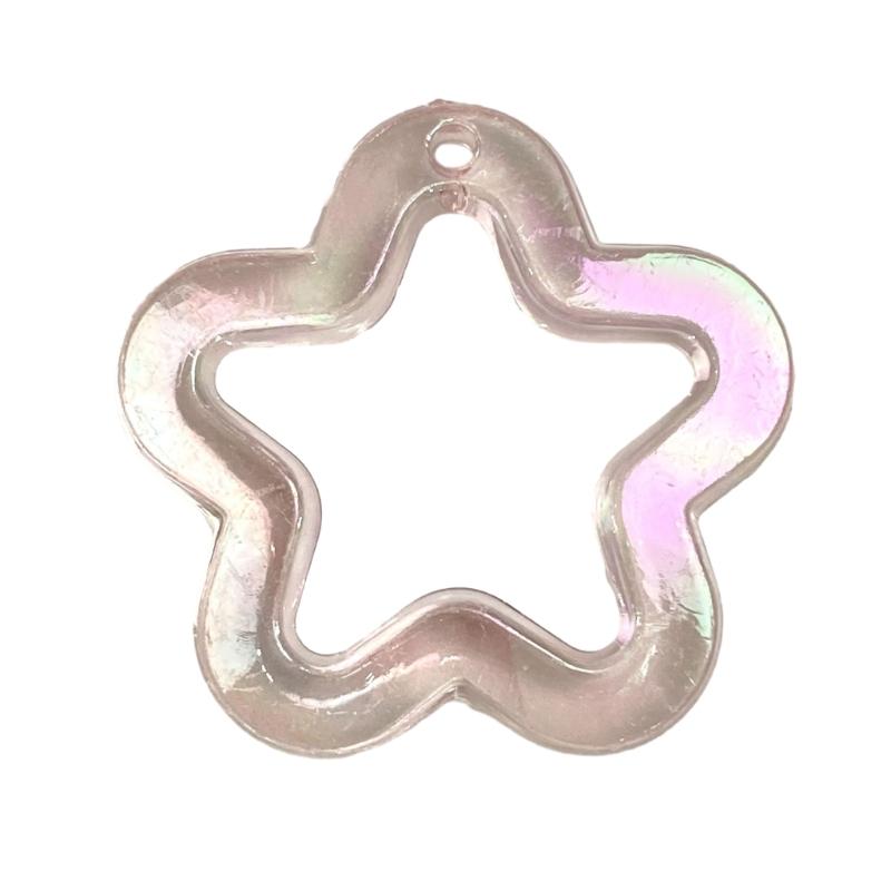 5Pieces 31mm Small Star Shape Pendant with Hole Crystal Star Loose Beads for Jewelry Making DIY Crfat Muitcolor Beads