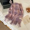 Autumn And Winter Classic Large Square Retro Imitation Cashmere Plaid Scarf Women'S Simple Warm Shawl