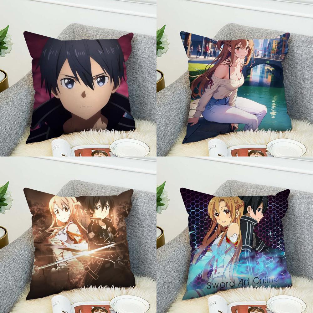 Sword Art Online Pillow Case For Car Sofa Decorative Home Doublesided Print Plush Square Throw Pillow Cushion Cover