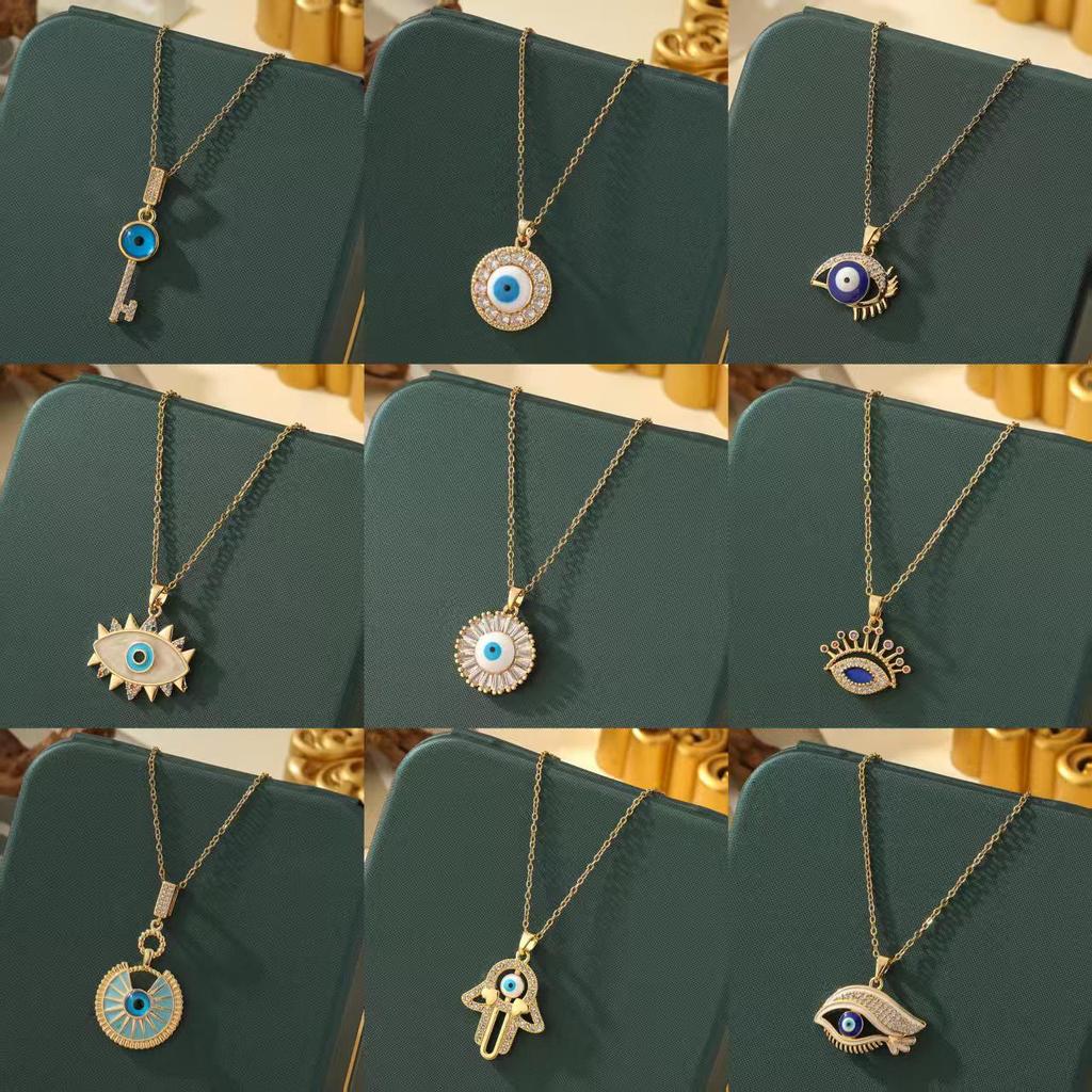 Beliebte Halskette mit blauem bösen Blick aus Titanstahl für Damen – Vielseitiger und personalisierter Schlüsselbeinkettenschmuck