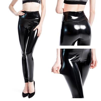 2024 New Rubberized Mirror High Elastic Leggings Sexy High Waist Latex Bright Leather Large Size Women's Trousers