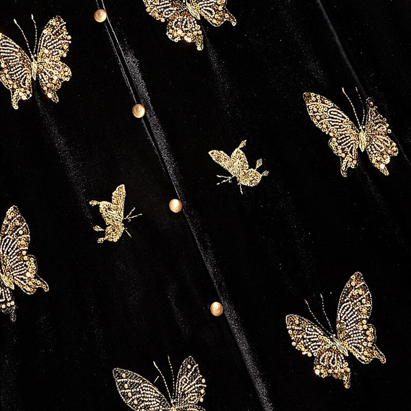 New Chinese Style Beaded Butterfly Embroidered Cotton Coat