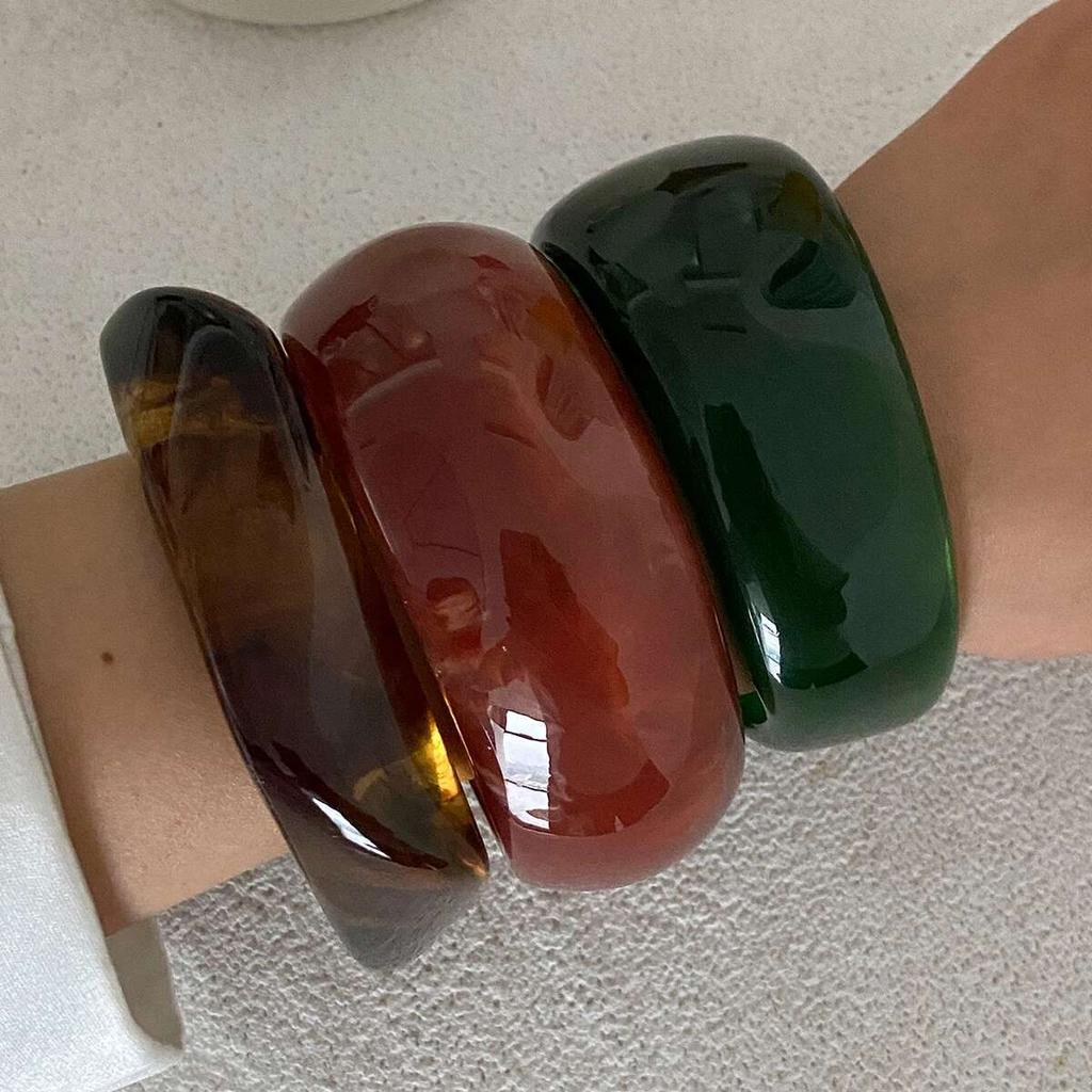 Ingemark Vintage Chunky Resin Acrylic Bangles for Women 2026 New Fashion Geometric Irregular Wide Bracelets Grunge Jewelry Gift
