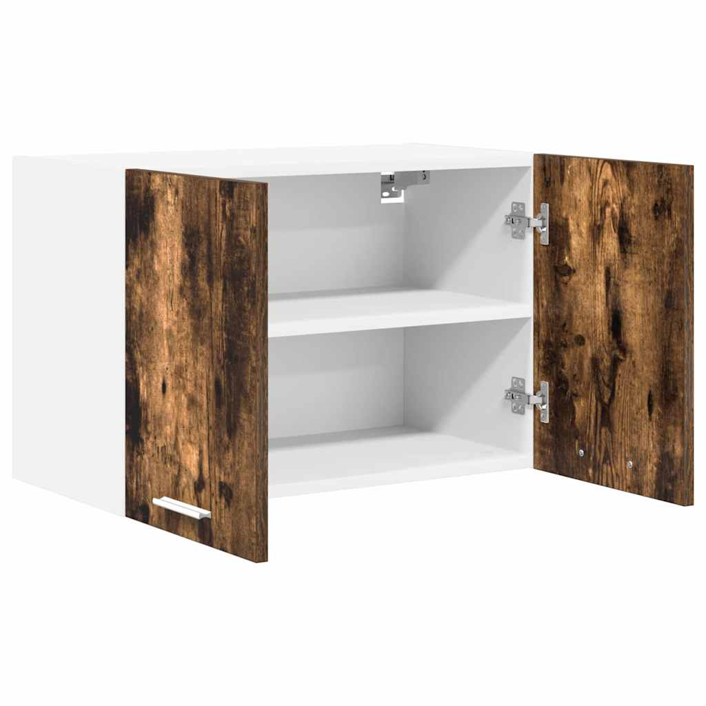Wall Mounted Cabinet with Door Smoked Oak and White 60 X 31 X 40 Cm