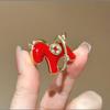 Fashion Animal Zodiac Red Horse Brooches For Women Clothing Coat Jewelry Accessories Gifts