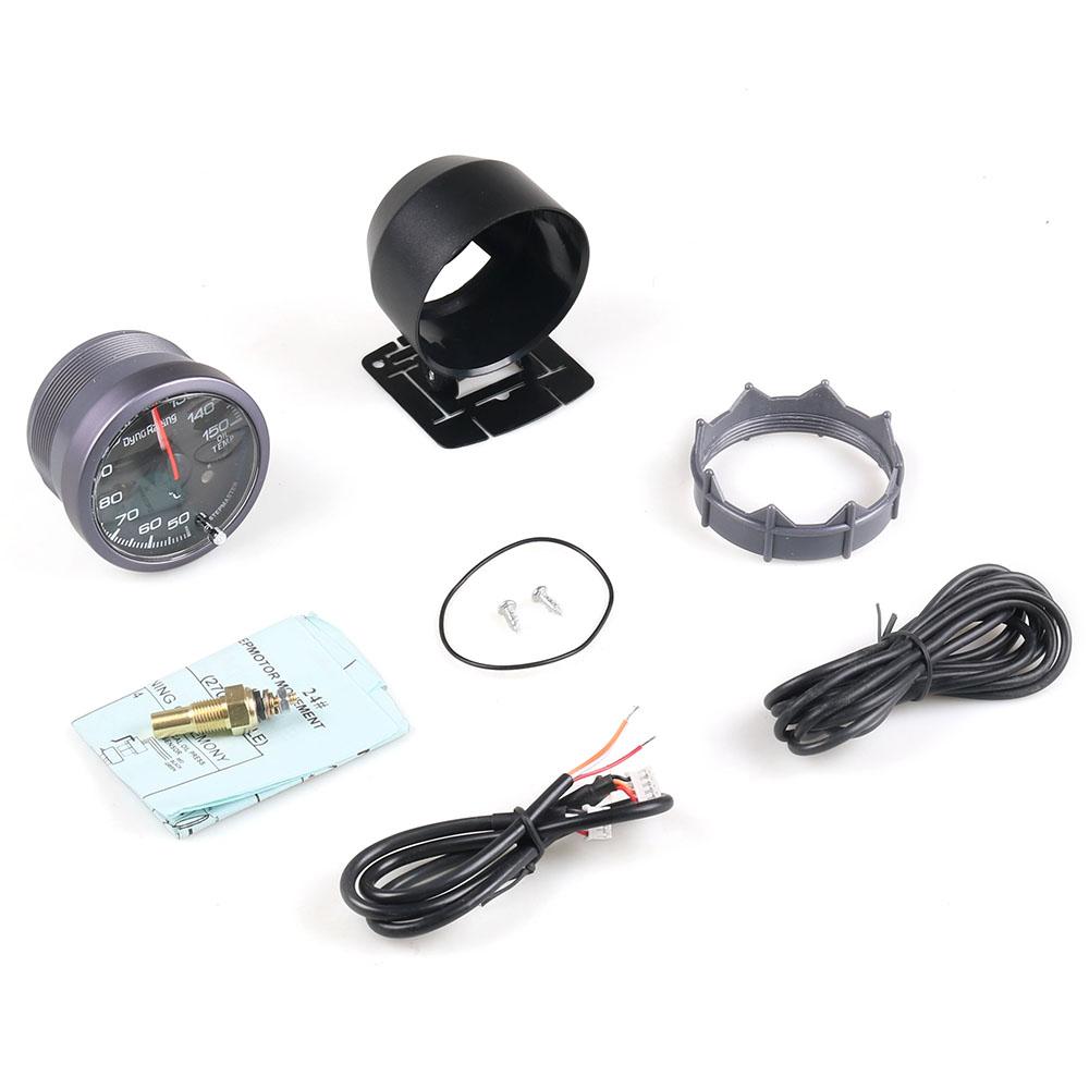 Dynoracing 60MM Black Face Oil Temp Gauge 50-150C White/Amber Light Peak Function Oil Temperature Gauge Car Meter with Sensor
