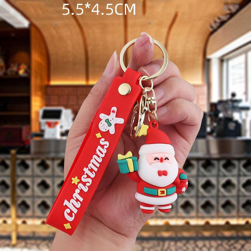 2024 New Christmas Keychain Pvc Soft Rubber Schoolbag Pendant Doll Christmas Small Gift Series Car Accessories Interior Ornament