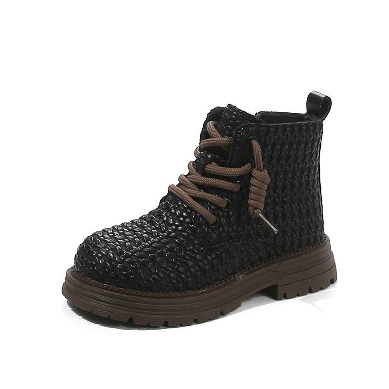 

Girls British style woven Martin boots Spring and Autumn 2025 new boys single boots soft sole children s short boots foreign leather boots 26-30 yards 5 pairs in one hand