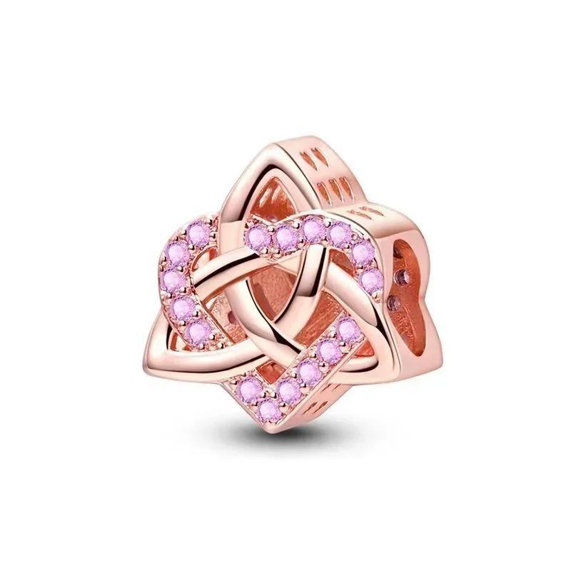 New Daisy Flower Spacer Charms Copper Pink Blossom Butterfly Heart Bird Beads For Necklace Diy Bracelet Jewellery