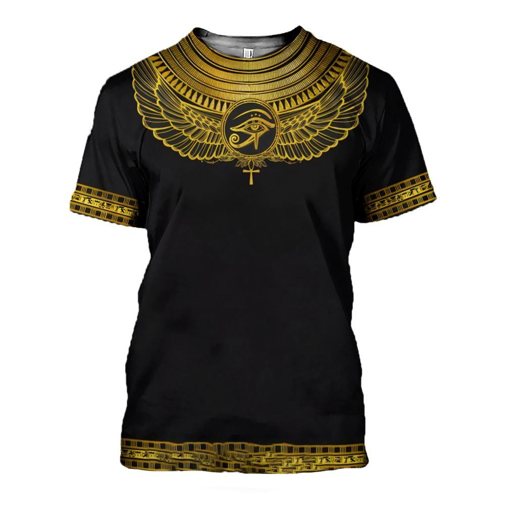

Трендовая футболка с 3D принтом египетского фараона, летние повседневные футболки в стиле ретро, ​​мужские модные топы с короткими рукавами и принтом «Глаз Гора» XL
