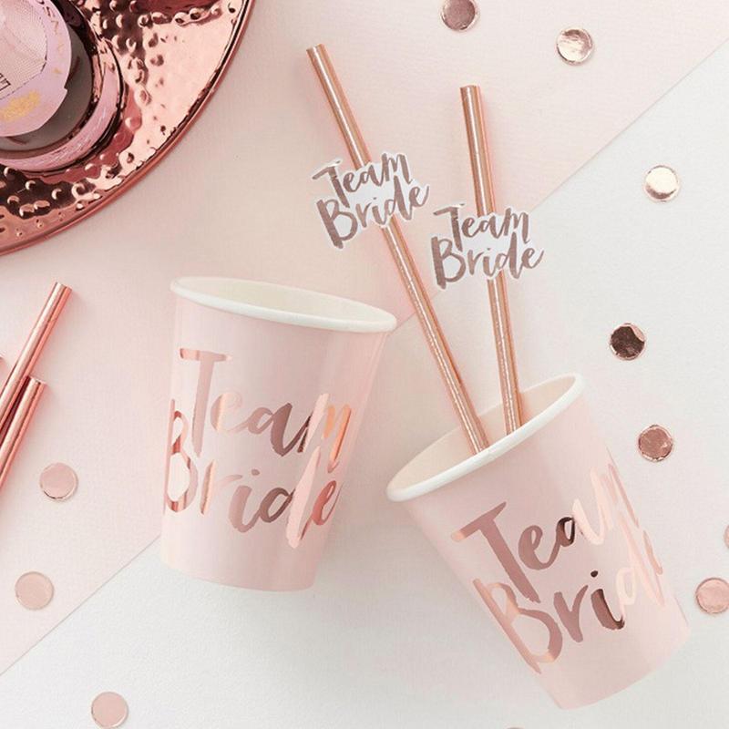 New Bride Team Straws Bachelorette Party Rose Gold Straws Decoration Bridal Shower Wedding Party Supplies Set Of 10 Night Party
