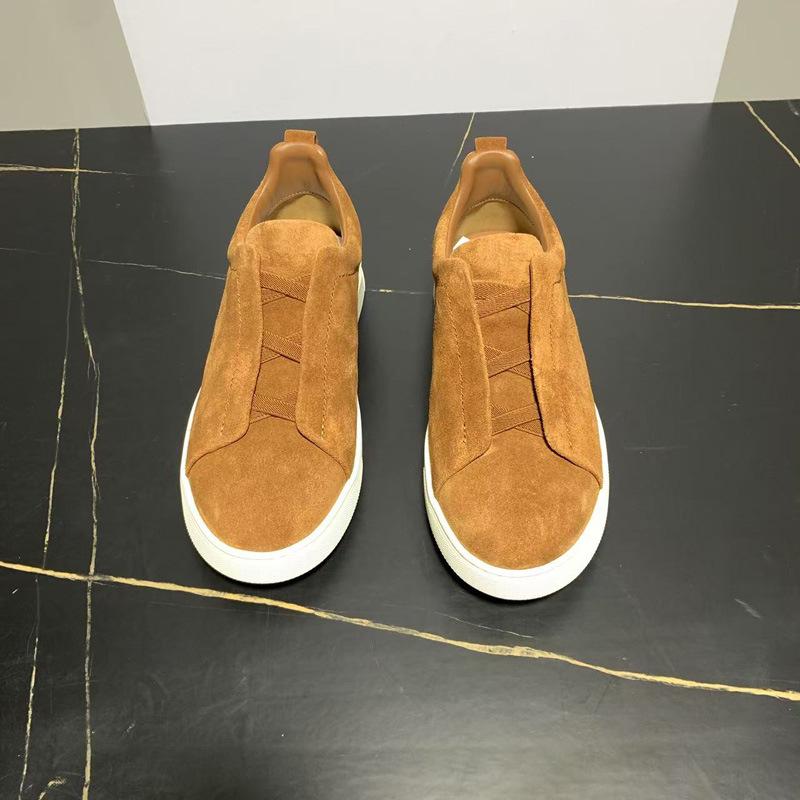 Men's Black Leather Slip-On Summer Sneakers - Lightweight, Breathable, Flat-Soled, Casual Round Toe