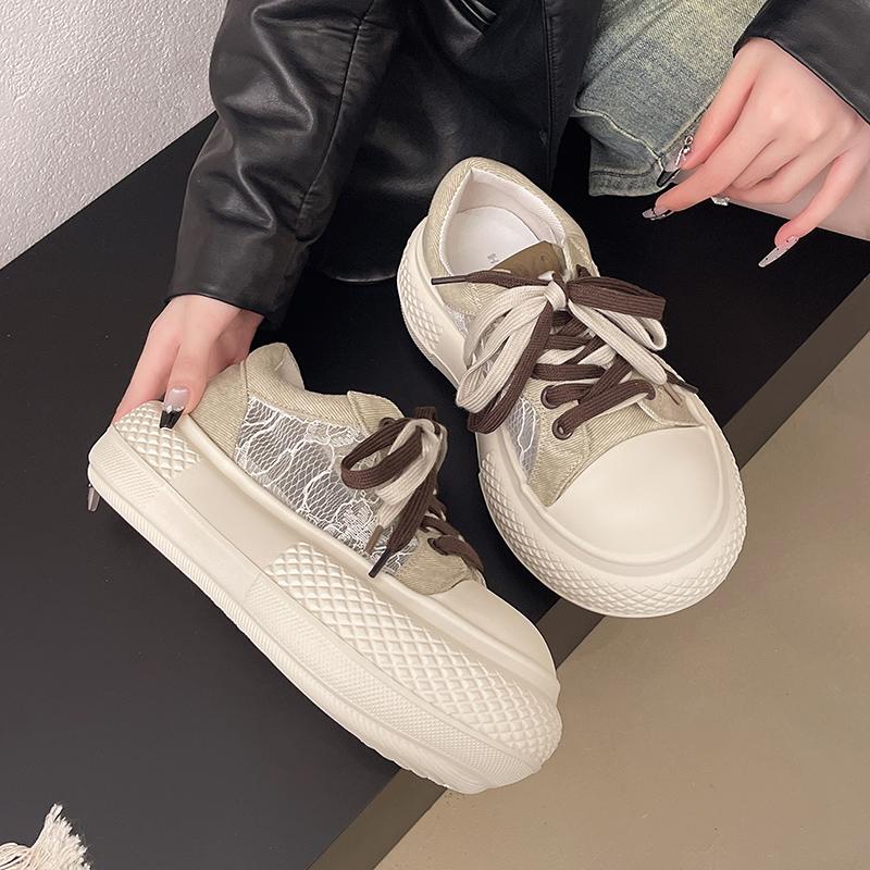 2025 New Women Chunky Canvas Shoes Summer Versatile Girl Wedge Espadrille Shoes Female Casual Sneaker Flat Shoe Zapatos De Mujer