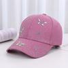 Spring and summer fashion new hot diamond butterfly baseball cap children trendy sun protection visor rhinestone cap