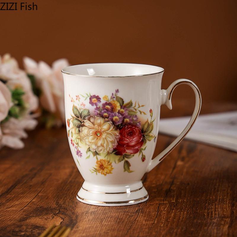 Classical Floral Patterns Ceramic Cup&saucer Dining Table Coffee Mug Milk Tea Mugs Afternoon Tea Teacup Fruit Juice Container
