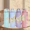 1PC Soft Pastel Butterfly Line Art Print 750ml Color Plastic Sports Water Bottle Leakproof Flip Straw Lid Suitable for Sports Office Home Use