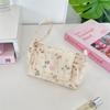 Snap Button Floral Makeup Bag Print Layered Storage Bag Organizer Pouch Coin Purse  Daily Storage