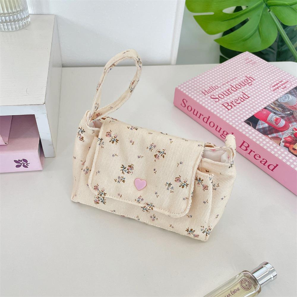 Snap Button Floral Makeup Bag Print Layered Storage Bag Organizer Pouch Coin Purse Daily Storage