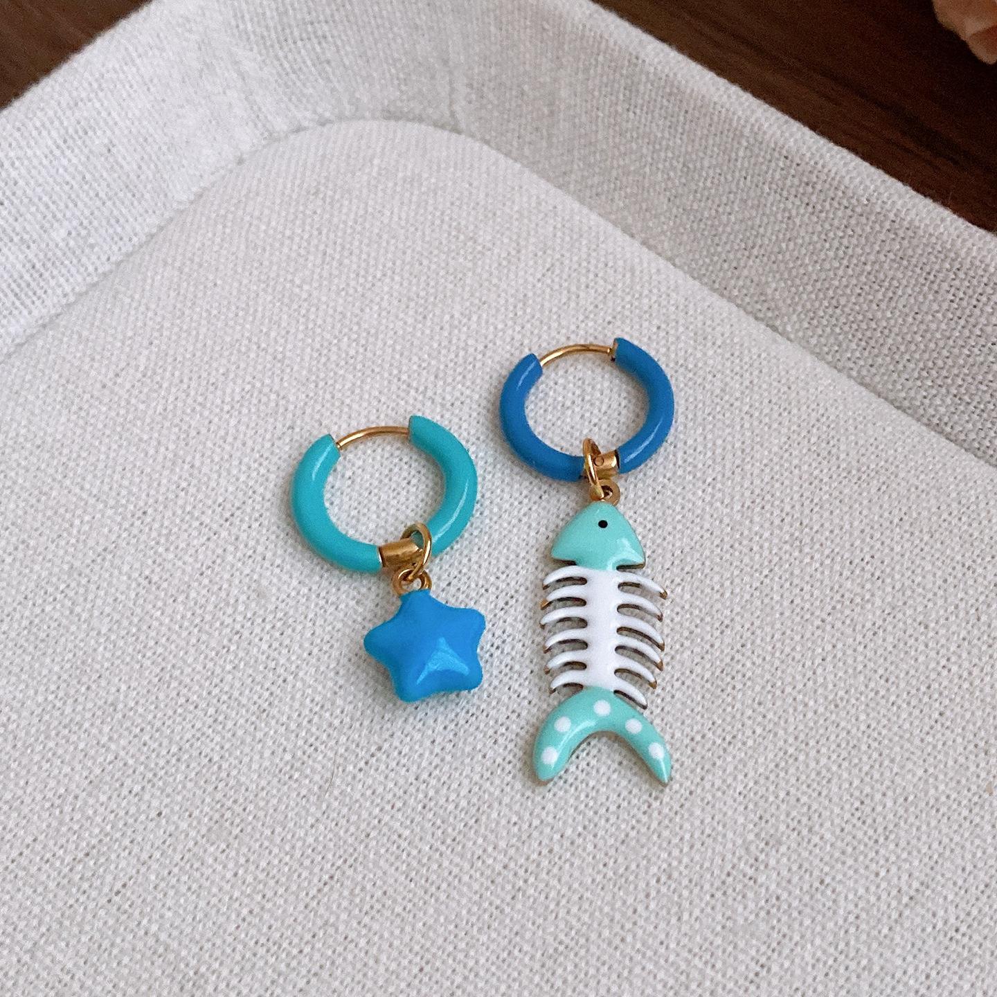 Цвет нержавеющей стали Капля масла Мультяшное животное Круглый ушной зажим Милые Персональные Сладкие серьги Серьги