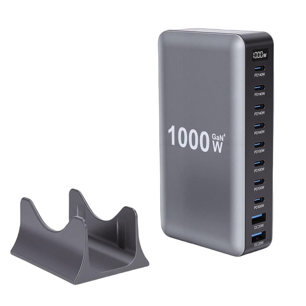 1000W USB C Charging Station GaN III Pro 10 Port 140W PD PPS Fast Charging Station Hub for Laptop Tablet Smartphone