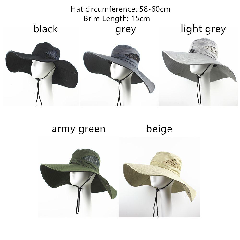 Hiking Men Women Breathable Boonie Bucket Cap Wide Visor Brim Hat Summer Fishing Sun Fisherman Hat